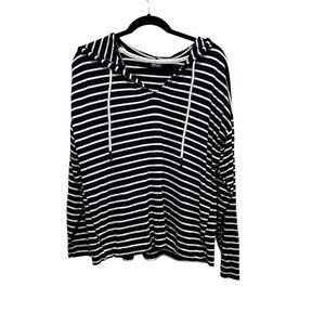 Buffalo large lounge sleeve t shirt white and navy striped